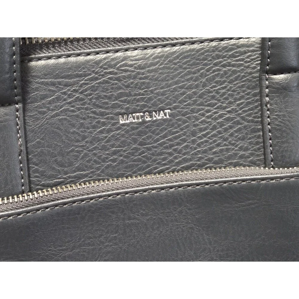Matt & Nat Tia Satchel Laptop Bag Dark Blue Vegan Leather Briefcase Crossbody